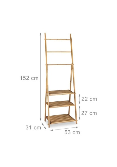 Digithome Bambu 3 Raflı Havlu Askısı Banyo Düzenleyici Havluluk Organizer Db-0006 Kahverengi