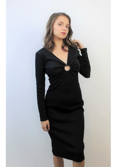 Mois Atelier Triko Elbise, Tasarım, Hediye, Büyük Beden Siyah