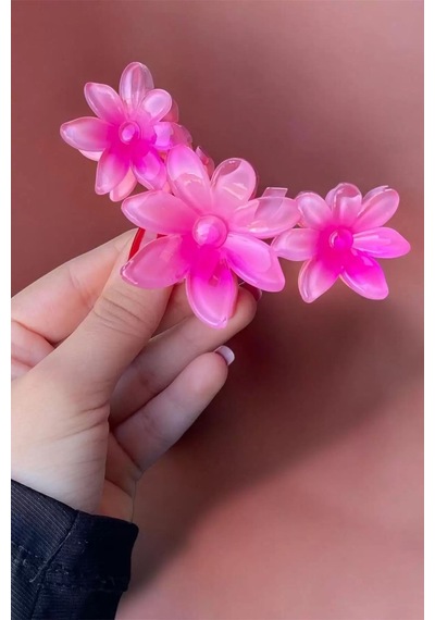 Caş Dekorasyon Pembe Renk Çiçek Figürlü Mandal Toka Pembe