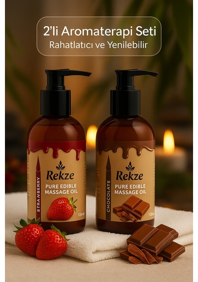 "yenilebilir Çilek & Çikolata Aromalı Masaj Yağı Seti 120 Ml X 2 Cildi Yumuşatır Ve Rahatlatır" - 271901654