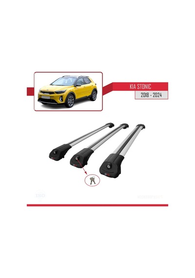Kia Stonic 2018 Ve Sonrası İle Uyumlu Ace-1 Ara Atkı Tavan Barı Gri 3 Adet Bar