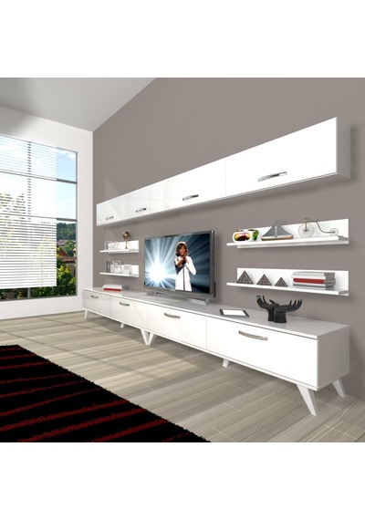 Decoraktiv Eko 360y Slm Retro Tv Ünitesi Tv Sehpası Parlak Beyaz