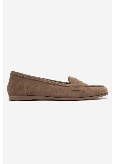 Luvi Shoes F02 Vizon Bej Süet Hakiki Deri Kadın Loafer Ayakkabı
