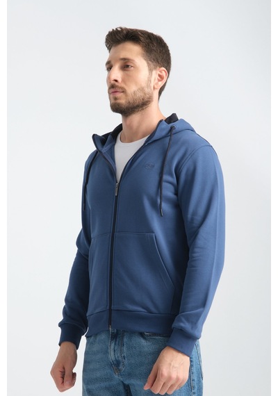 Shooter Sportwear Shooter Erkek Üç İplik Şardonsuz Fermuarlı Kapüşonlu Sweatshirt Parlament