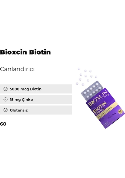 Biotin 5000 Mcg 90 Tablet Saç Tırnak Vitamini Çinko Takviyeli