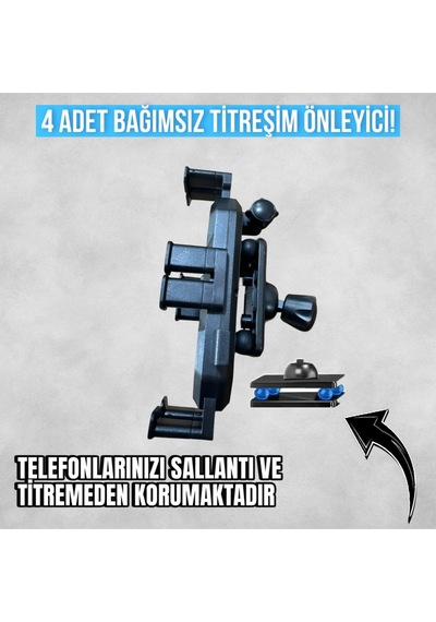 Gidon Ayna Bağlantılı Titreşim Önleyicili Yağmur Güneş Koruma Motosiklet Bisiklet Telefon Tutacağı