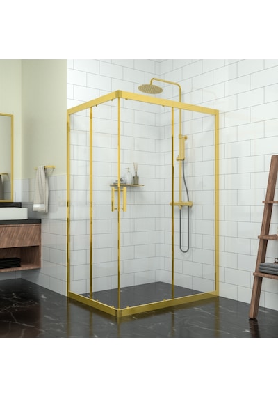 Tekno Duş Gold Rigel 6mm Şeffaf Cam Dikdörtgen Duşakabin Şeffaf