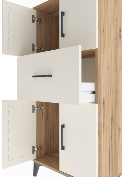 Arges Dolap Tek Raflı Tek Çekmeceli 4 Kapaklı 60x30x134 Çam-a... Çam