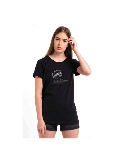 Silhouette Naruto Baskılı Siyah Kadın Tshirt (534297548)