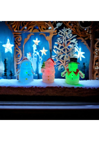 3 Adet Vıp Renkli Led Işıklı Işıklı Noel Baba Kardan Adam Yılbaşı Işıkları Led Işıklı Noel Baba