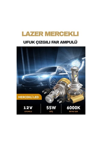 Fiat Fiorino 2007 - 2015 Mercek Led Ufuk Çizgili Far Ampulü Led Şimşek Etkili