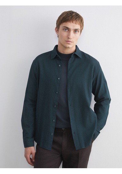 Lcw Vision Yeşil Regular Fit Uzun Kollu Gabardin Erkek Gömlek