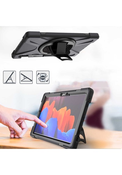 Ardemix Galaxy Tab S7 Plus T970 Kılıf Uyumlu Defender Tablet Silikon-siyah Tablet Kılıfı