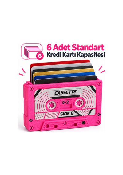 Kasetcep Retro Kaset Kartlık Pembe