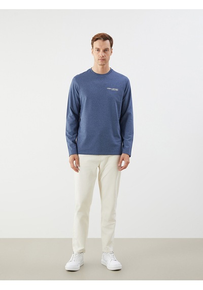 Lcw Eco Mavi Bisiklet Yaka Uzun Kollu Baskılı Erkek Sweatshirt