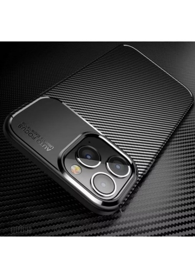 Apple Uyumlu iPhone 16 Pro Silikon Kılıf Karbon Desenli Kamera Korumalı Autofocus Kapak Siyah Siyah