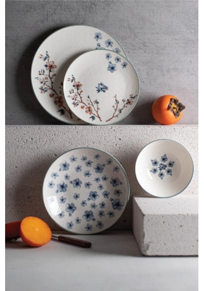 ChiChi Home Sakura 6 Kişilik 24 Parça Porselen Yemek Takımı Desenli