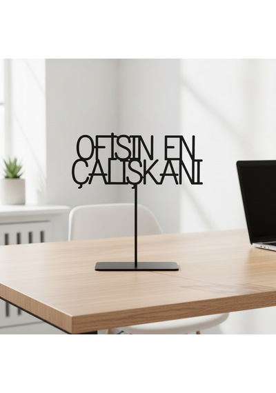Ofisin En Çalışkanı Minimalist Siyah Metal Masa Üstü Dekoratif Obje - Modern Ofis Aksesuarı