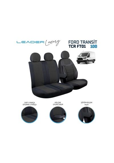 Ford Transit 2013 Sonrası Ticari Oto Koltuk Kılıfı 2+1 Siyah