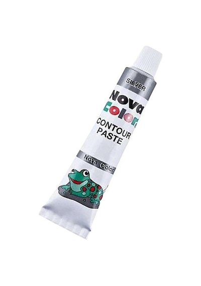 Gümüş Gri Kontür Boyası 25 ML 2 Adet Cam Vitray Boyası Kontur Silver Vitray Çalışması Gri