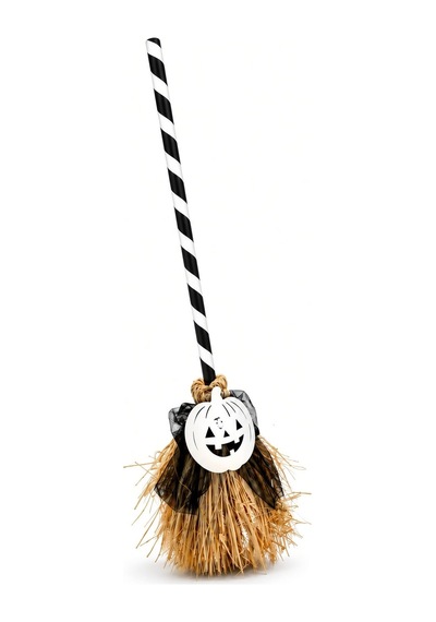 Halloween Cadılar Bayramı Dans Eden Yürüyen Süpürge Sesli Işıklı Beyaz Balkabağı Dekoru 79 Cm Diğer
