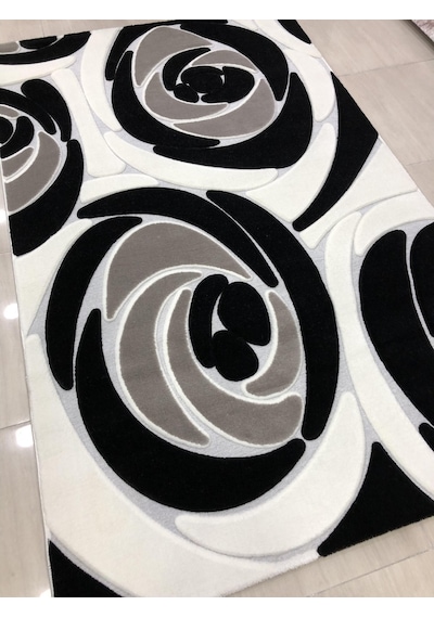 Kaşmir Halı Jade 146X233 Je 0018-03 Siyah Beyaz 4 M2 Halı !