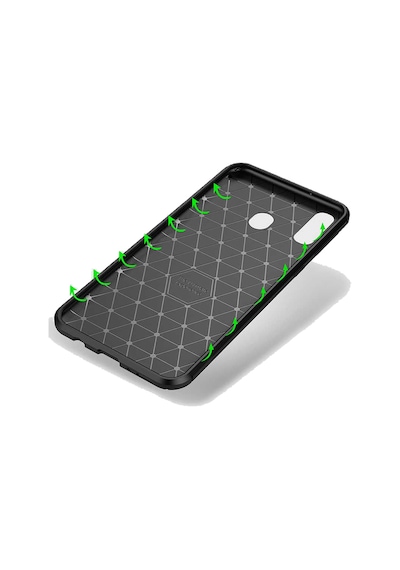 Huawei Y6 2019 Karbon Desenli Negro Silikon Kılıf Siyah
