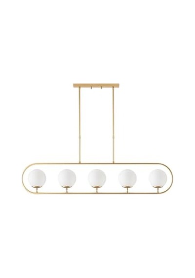 Modern Camlı 5'li Avize Parlak Gold Yatak Odası Ve Salon İçin E14 Uyumlu, Altın-10620 Diğer