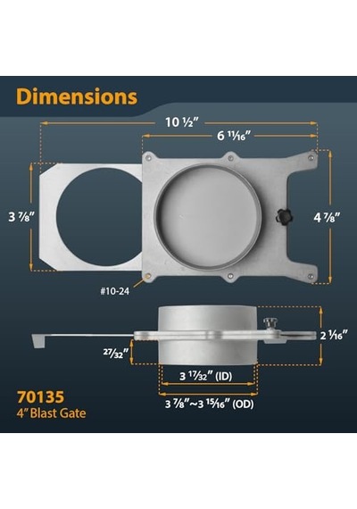 Tr 70135-p6v 10 Cm Alüminyum Patlama Kapısı, Toz Toplayıcı/vakum Bağlantıları İçin, 6 Pk