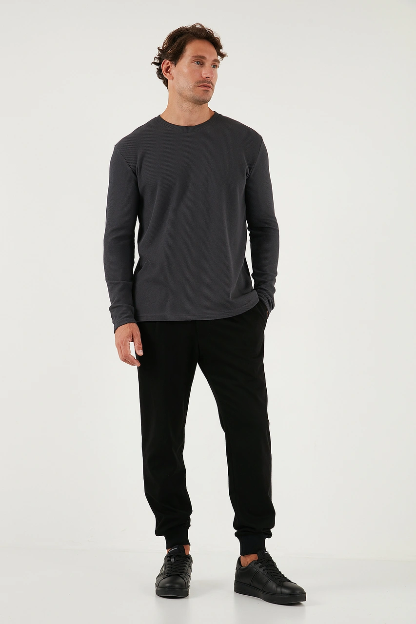 Buratti Pamuklu Bisiklet Yaka Slim Fit Basic Erkek Sweat 5905073S2 Antrasit-Lacivert