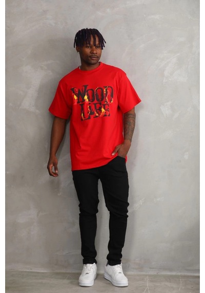 Genel Markalar Baskılı Oversize T-shirt - Kırmızı - Çok Renkli