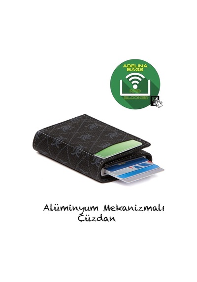 Adelina Bags Unisex Rio Mekanizmalı Otomatik Kızaklı Kartlık Cüzdan Siyah