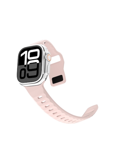 Watch 7 45mm Kordon Kordon Çift Renk Özel Tasarım Krd-160 Silikon Strap Kayış Açık Pembe