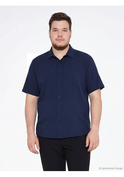 Lcw Vision Lacivert Regular Fit Kısa Kollu Erkek Gömlek