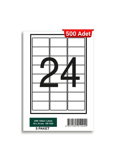 Herboy Hb-1024 64 X 34 Mm A4 Laser Etiket 500 Adet
