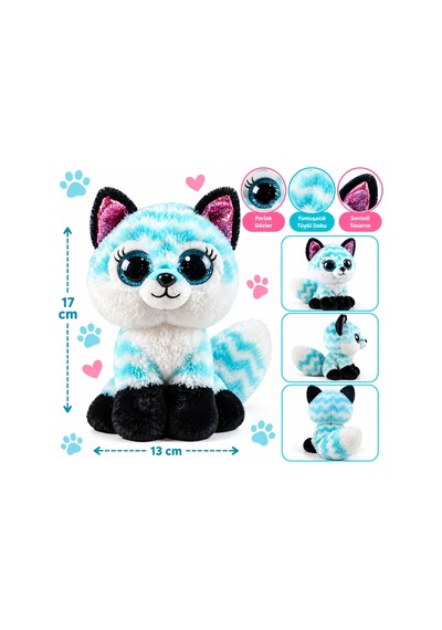 Ty Beanie Boos Mavi Şevron Desenli Peluş Tilki Atlas 17 Cm Nhr