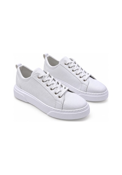 Yalçın Erkek Beyaz Bağcıklı Ortopedik Günlük Sneaker Spor Ayakkabı Kalın Taban Beyaz - 919472745 Beyaz