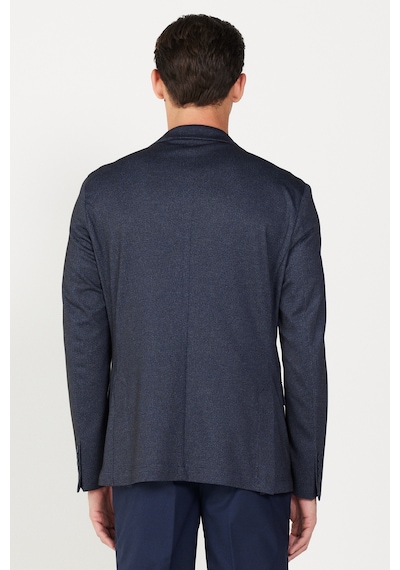 AC&Co / Altınyıldız Classics Erkek Lacivert Slim Fit Dar Kesim Mono Yaka Baskılı Ceket Lacivert
