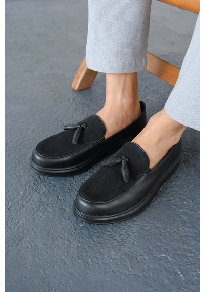 Mn002 - Cst Loafer Pelle Erkek Ayakkabı Sıyah Siyah