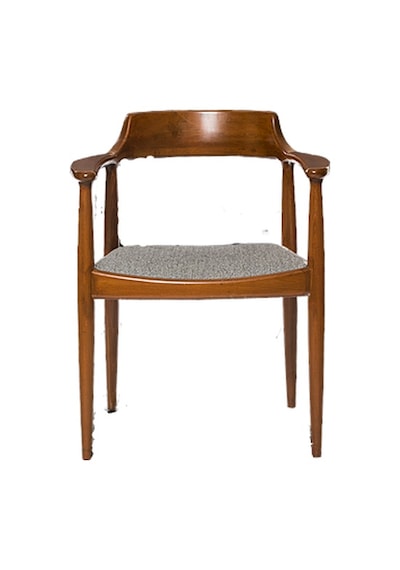 Sandalye Zus586 TAM EĞİK KOLÇAK Kayın Torna RETRO  İskelet Parlak Ceviz Babyface kumaş El Yapım