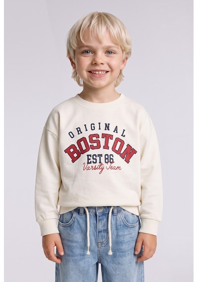 Defacto %100 Pamuk Bisiklet Yaka Baskılı Sweatshirt Erkek Bebek H8402a526auwt34 Beyaz-wt34