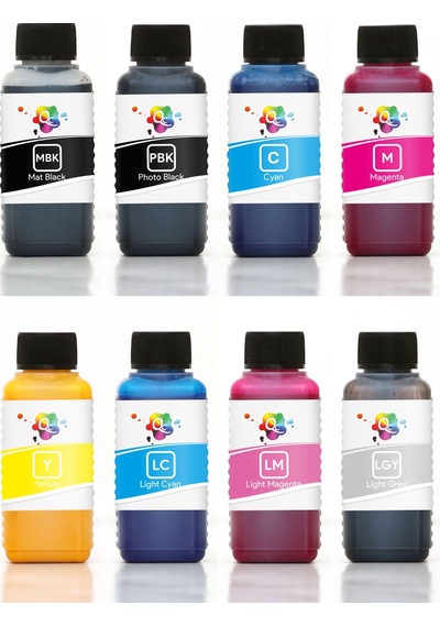 QC HP 38 C9412 C9413 C9414 C9415 C9416 C9417 C9418 C9419 Kartuş Mürekkep Seti 100ml 8 Renk