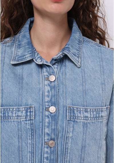 Colins Oversize Fit Fermuarlı Astarsız Kadın Mavi Ceket Cl1075125 Q1.v1 Dn44348 Denim