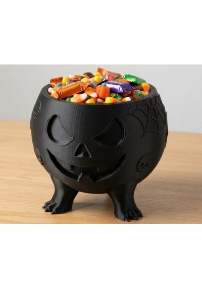 Halloween Cadılar Bayramı Dekoratif Balkabağı Şekerlik Kase Siyah Masa Üstü Dekor