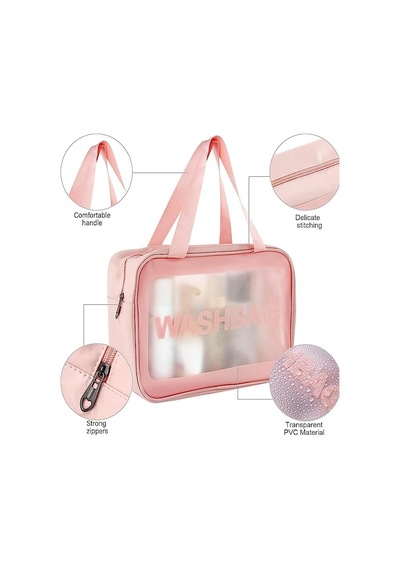 Caş Dekorasyon Pembe Renk Washbag Su Geçirmez Büyük Boy Makyaj Çantası