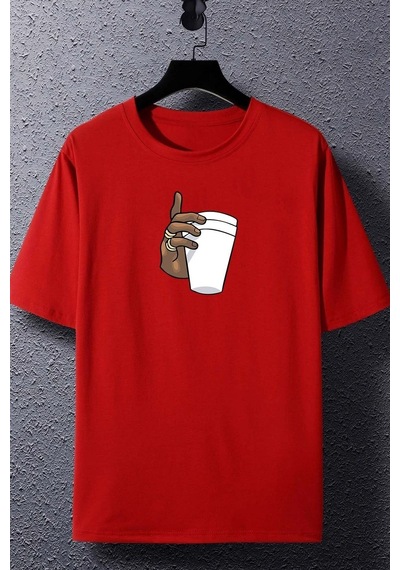 Flood Of Style Unisex Tupac Coffee Baskılı T-shirt Kırmızı