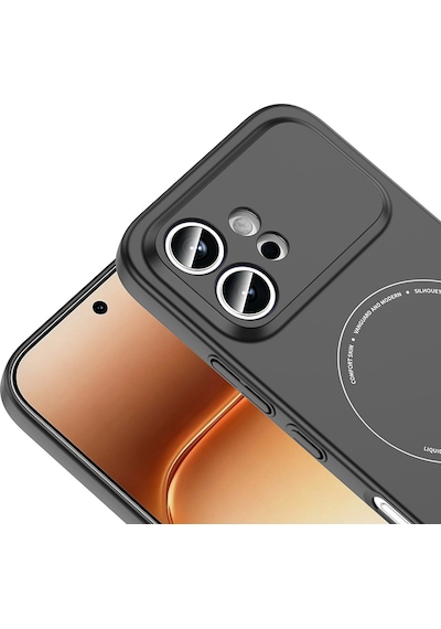 Maks Technology Honor 600 5g Kılıf M-safe Şarj Özellikli Kamera Korumalı Mkst Elio Sert Pc Kapak - Siyah