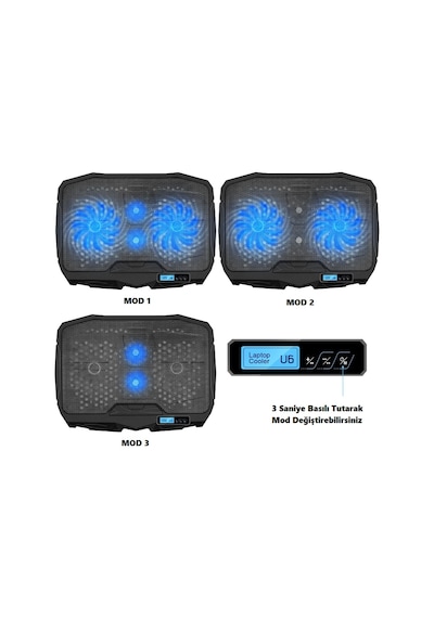 S18 Yükseklik Ayarlı 4 LED Fanlı Ayarlanabilir Laptop Soğutucu Notebook Bilgisayar Standı S18 Yükseklik Ayarlı 4 LED Fanlı Ayarlanabilir Laptop Soğutucu Notebook Bilgisayar Standı