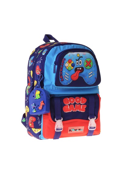 Kaukko Kids Dört Bölmeli Erkek Çocuk Good Game Baskılı Lacivert - Kırmızı Okul Sırt Çantası - L5389 Çok Renkli