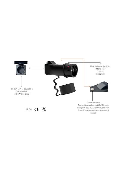 Sgstec Hyundai - Kia V2l Adaptör Priz V2L-1p0m-Hk 3.5 KW